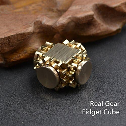 Pure Brass Cube Gears Linkage Fidget Spinner Toys, Ideal Gift for ADHD/ADD/Autism to Relieve Stress & Promote Focus