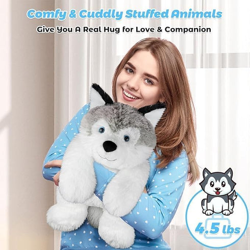 22" 4.5 lbs 2-in-1 & Large Laying Husky Plush, Weighted Stuffed Animals for Adults and Kids, Husky Plushies