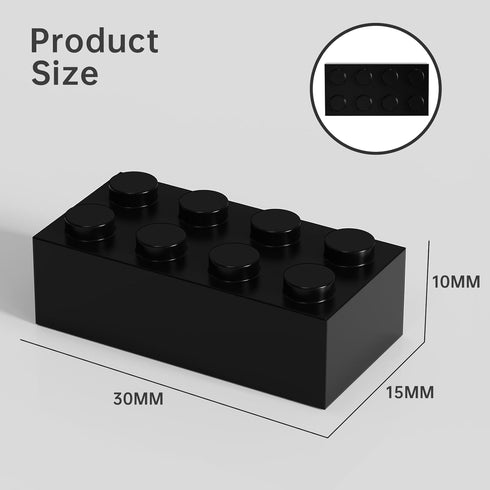 Classic Bulk Brick Block 2x4, 200 Piece Building Brick Black, Creative Play Set Compatible with Lego Parts and Pieces