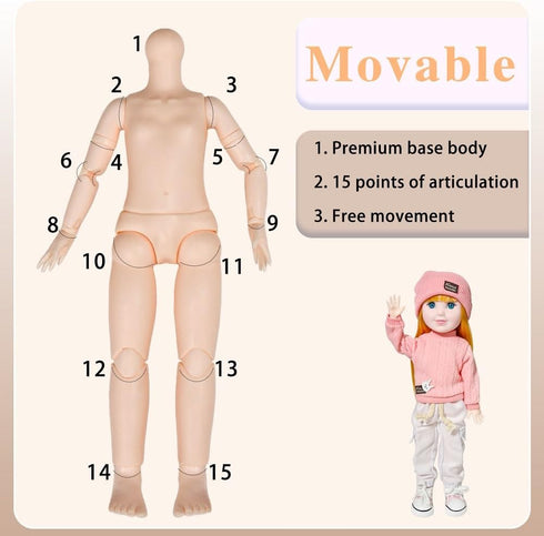 12 Inch 15 BJD Fashion Girl Doll, Movable Joints, Exquisite Hair and Trendy Casual Outfits (Casual wear-Beige)