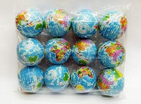24 Pack Set (2.5) PowerTRC Mini Soft Foam Earth Squeeze Balls Planet Theme | Stress Relief Bulk Party, Birthday
