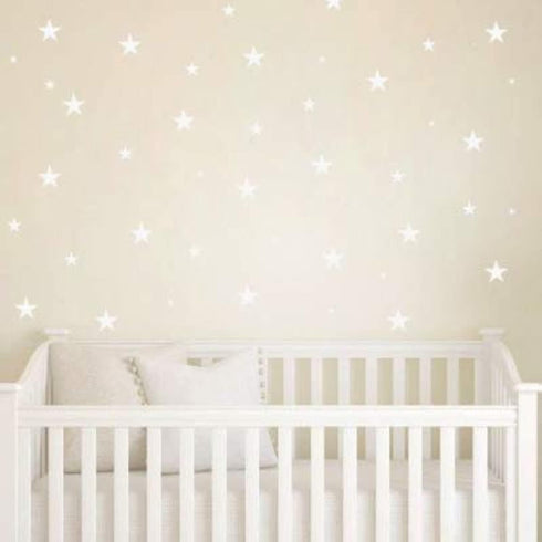 Peel and Stick Stars Wall Decals for Kids, Baby Bedroom Nursery, Living Room, Tribal TeePees Vinyl Stickers (White)
