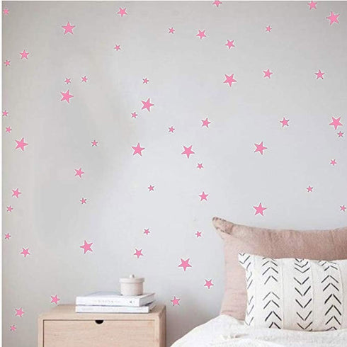 Stars Wall Decal, 78 PCS Pink Stars Wall Sticker for Easy Peel and Stick Kids Room Decoration