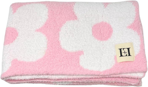 28"x40" L+L USA Retro Daisy Flower Baby Blanket - DreamSoft Throw for Crib, Stroller or Car Seat - Soft Blanket/Newborn
