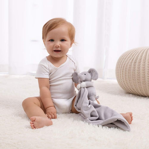 Apricot Lamb Stuffed Animals Security Blanket, Gray Elephant Infant Nursery Character Blanket, 13 Inches