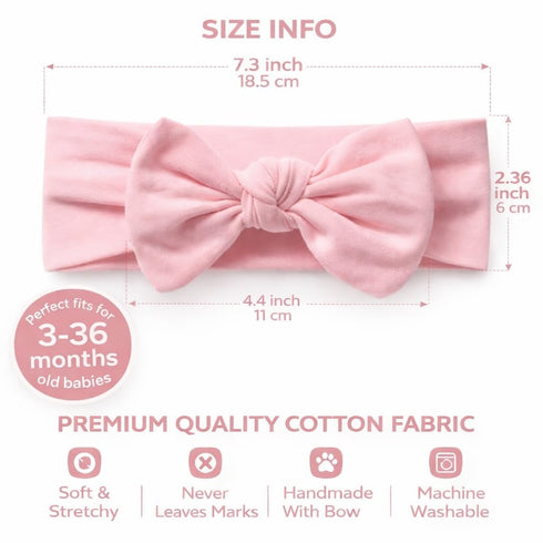 (2, 3-36 Baby Girl Headbands-Infant,Toddler Cotton Handmade Hairbands with Bows Child Hair Accessories Powder Pink