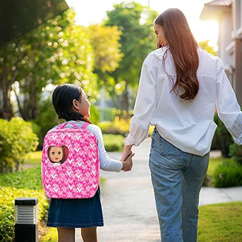 Ecore Fun 18 Inch Girl Doll Carrier Bag with Doll Clothes, Accessories, Dress, Backpack, Shoes, Sunglasses, Toy Lamb