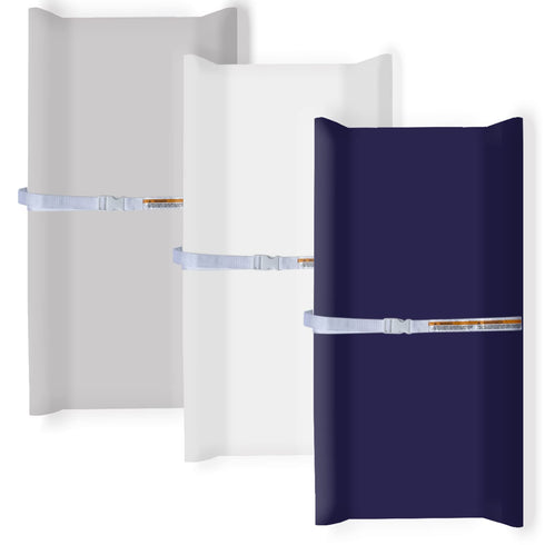 AMROSE 3 Pack Easy Care Changing Pad Covers, Ultra Soft Microfiber Diaper Sheets for Baby Boys and Girls, White & Gray