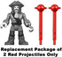 Imaginext Replacement Parts Crocodile Playset - Walking Croc and Pirate Figure DHH63 ~ Package of 2 Red Projectiles