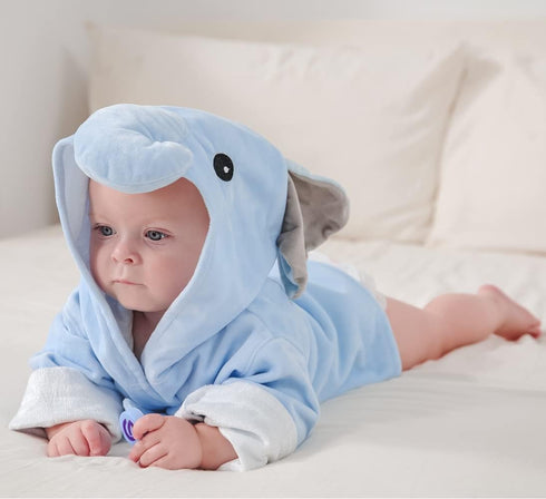 Baby Boy Bathrobes - Cute Hooded Infant Wash Waddle Robe, Soft Ultra Absorbent Toddler Towel
