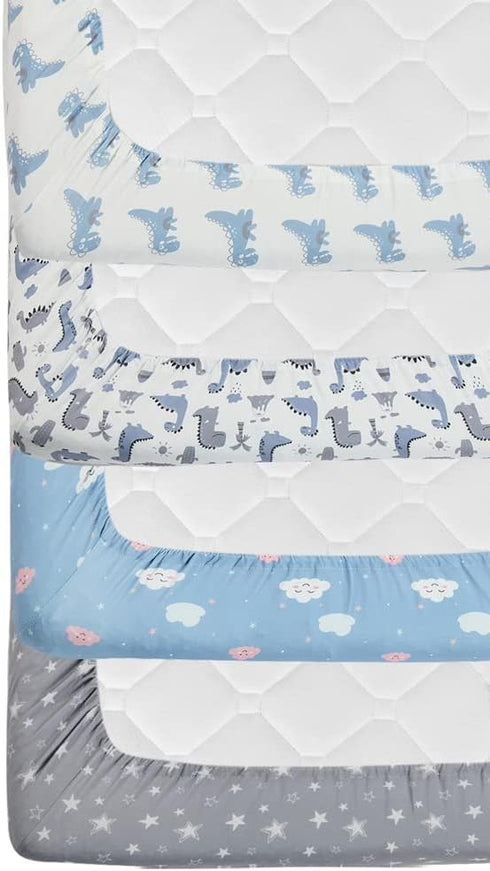 Jola's House 4 Pack Set Soft Baby Boy Crib Sheets for Standard Crib Mattress Dinosaur Star Cloud Soft Neutral Unisex