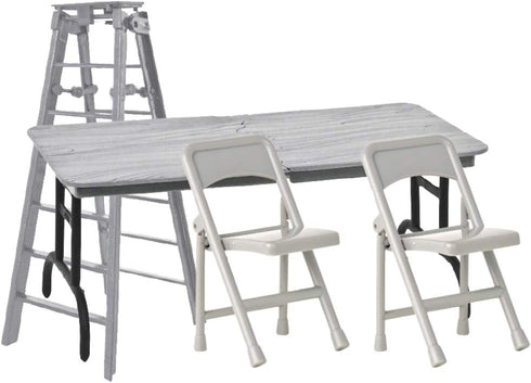 ULTIMATE Ladder, Table & Chairs Silver Playset for Wrestling Action Figures