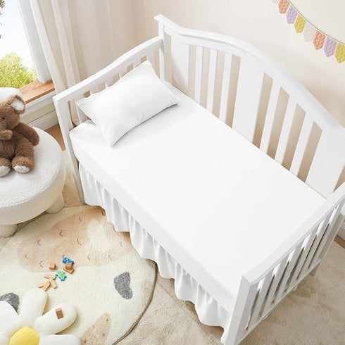 Love2Sleep 100% 800 Count, (24" 38"+10") Inch Dust Ruffle Crib Skirt, Egyptian Cotton Thread Mini Crib Size x Drop