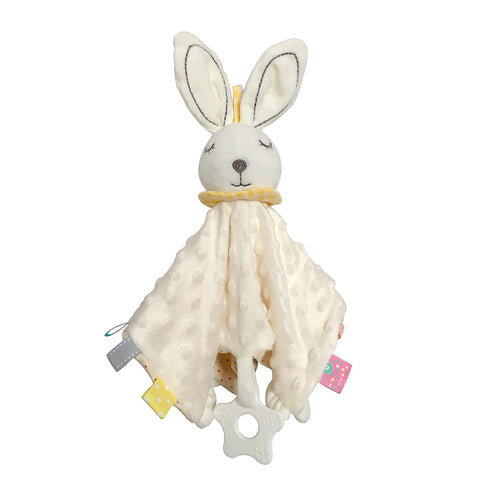 Lovey Bunny Security Blanket for Baby Girls and Boys, Soft Plush Stuffed Animal Blanket with Crinkle Ear