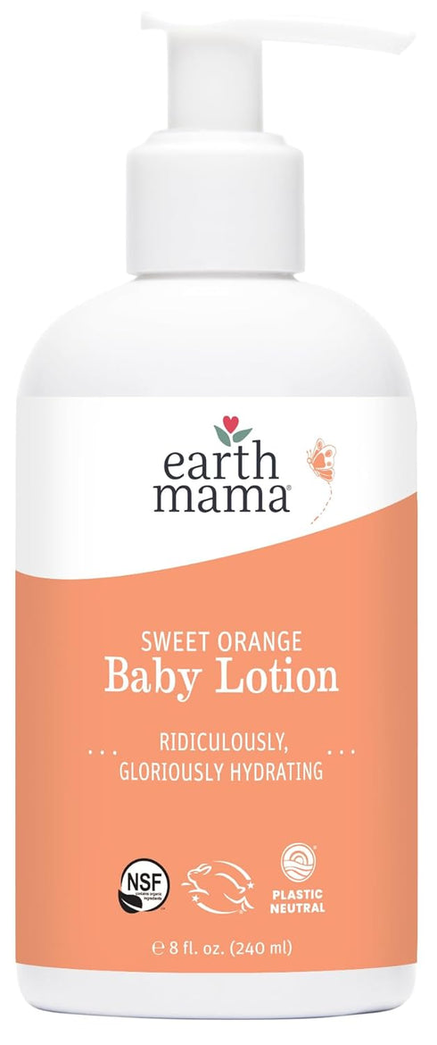 Earth Mama Sweet Orange Baby Lotion, Moisturizing Body Lotion for Dry Skin, 8 Fl Oz