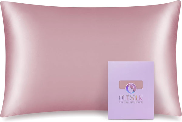 OLESILK 100% Mulberry Silk Toddler Pillowcase, 19 Momme Pure Natural Silk Travel Pillow Case, 13"x 18", Light Plum