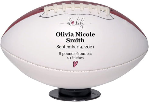 Customizable Baby Birth Announcement Football for Nursery Decor