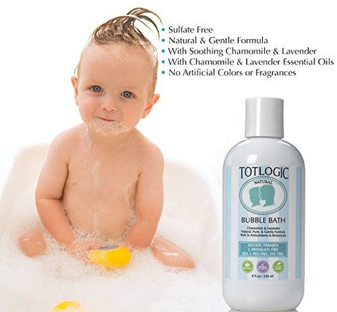 TotLogic Sulfate Free Bubble Bath - 8 oz, Original Scent, Gentle & Hypoallergenic, No Parabens or Sulfates