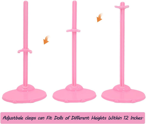 10 PCS Acrylic Doll Stands with Adjustable Waist Clip, Transparent Support Stand for 11 to 13 Inch Dolls