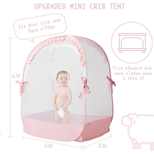 L RUNNZER Pack Pack (39.6" 27.6" 49.2" N Play Tent, Baby Mini Crib Tent to Keep Baby in, Crib Net for and Play, Mini