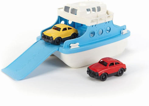 Blue/White Green Toys Ferry Boat with Mini Cars Bathtub Toy, Standard