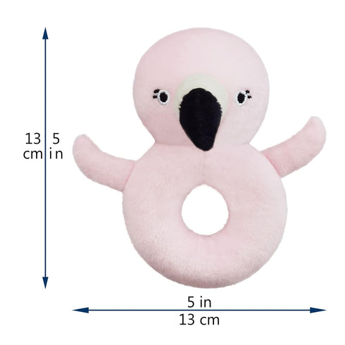Baby Flamingo Soft Rattle Toy, Easy-Grasp Plush Infant Shaker, Birthday Gifts for Newborns, Pink