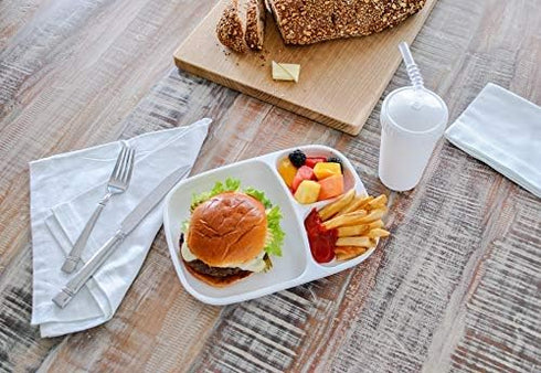 3 Set 4-7.4" 9.88" 1.25", Re-Play Toddler Plates with Dividers - Deep-Walled Compartments Divided Plates for Kids