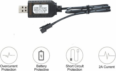 Aliwisdom 2 7.4V 2S Universal RC Battery Charger Cable with SM Pin Connector Plug for Lipo Battery, Compatible with RC