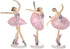 HYSTYLE 3 Pcs Pink Dancing Ballerina Girl Figurine, Miniature Figure Collection Playset Doll Toy for Cake Decoration