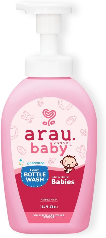 Arau Baby Unscented Foam Bottle Wash, Natural Plant Based Baby Bottle &