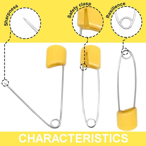 Yosawa 50Pcs 2.2" Plastic Head Safety Pin Nappy Cloth Diaper Safety Pins with Safe Locking Closures (Orange)