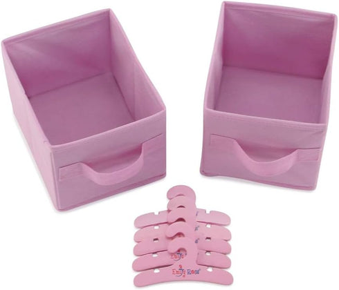 14 Inch Closet 14 Emily Rose Doll Furniture - Open Wardrobe with Hangers & Storage Bins - Wooden Organizer for Wellie