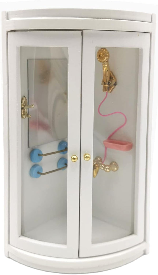 SXFSE Dollhouse Shower Room,1:12 Dollhouse Miniature Furniture Simulation White Bathroom Shower Room