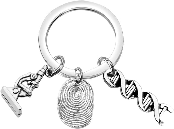 ENSIANTH Forensics Keychain - DNA Microscope Gift for Criminologist, Fingerprint Gift for Legal Examiner, Science Major