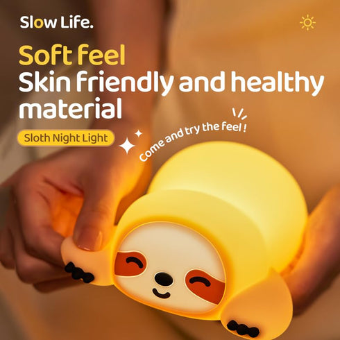 3 Dimmable, ATSUI Sloth Night Light, LED Squishy Novelty Animal Lamp, Food Grade Silicone, Level Breastfeeding Nursery