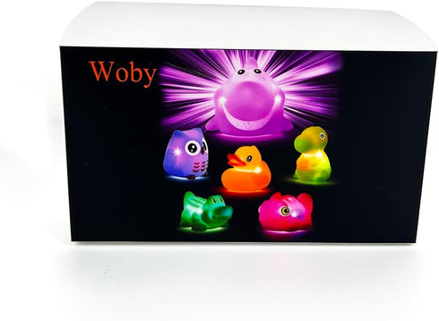 Woby Bath Toys for Toddlers 1-3 - No Hole Light Up Baby Bathtub Toys with Colorful Flashing LED Light (Funny Forest