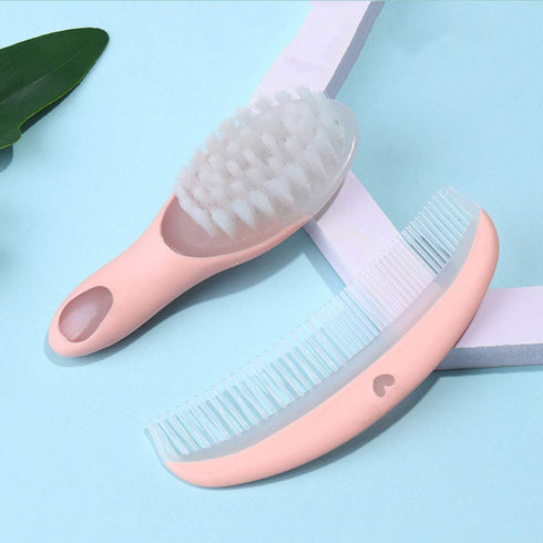 Set 1Set Baby Hair Brush and Comb Massage Scalp Brush for Newborn and Toddler (Pink)