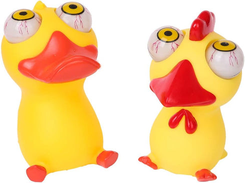 PROLOSO Eye Popping Duck Chicken Poppin Peepers, Fidget Squishy Toys for Stress Relief, 2 Pcs