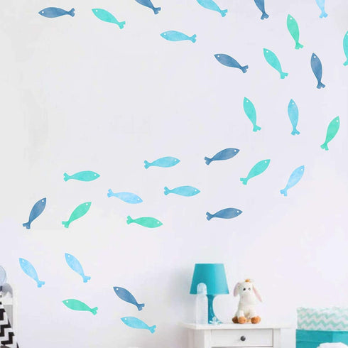 Fish Wall Decals, Ocean & Kids Peel & Stick Removable Wall Stickers for Nursery Room Decor