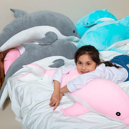 Giant Dolphin Stuffed Animal Plush Pillow, Soft Whale Hugging Pillow for Children Girls (Gray, 120cm/47.24inch)