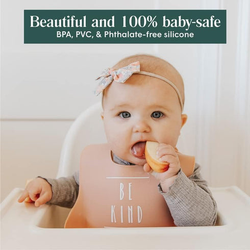 Simka Rose Silicone Baby Bibs with Food Catcher, Adjustable Soft Bib for Boys & Girls, High Chair