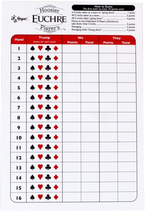 Regal Games Euchre Card Games 2 Pack, Adult Playing Card Game Set with Score Sheets for Family Fun