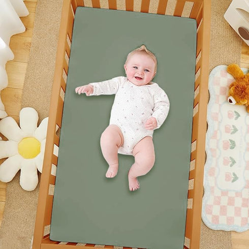 OnlineBestDeal's Pack 2 100% (28" 52") 8" Inch Cozy of Baby Crib Fitted Sheet for Boys & Girls Microfiber Crib Size x +