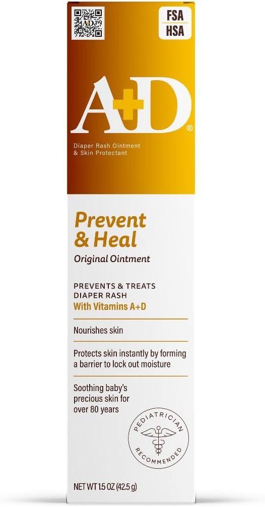 A+D Original Diaper Rash Ointment, Baby Skin Protectant with Lanolin and Petrolatum,