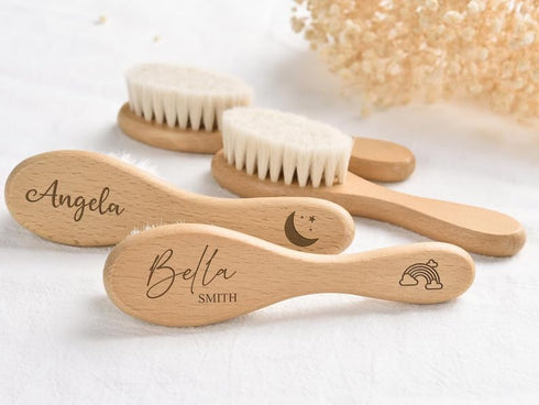 Set,Custom Set Personalized Baby Brush and Comb Wooden Baby Brush with Engraved Name,Newborns Gifts for Girls Boys
