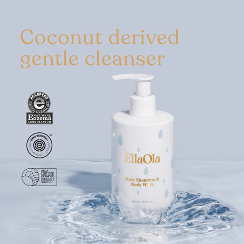 10.1 oz. ELLAOLA Tear Free Baby Shampoo & Body Wash - Organic, Hypoallergenic Baby + Kid Soap Hydrates & Nourishes