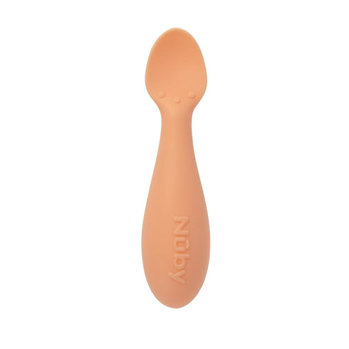 Nuby Silicone Mini Spoons (2-Pack) for Baby-Led Weaning, 4+ Months, Orange