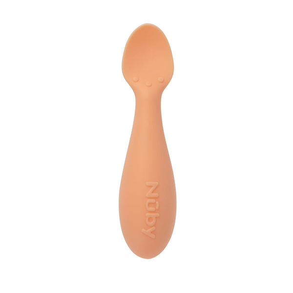 Nuby Silicone Mini Spoons (2-Pack) for Baby-Led Weaning, 4+ Months, Orange