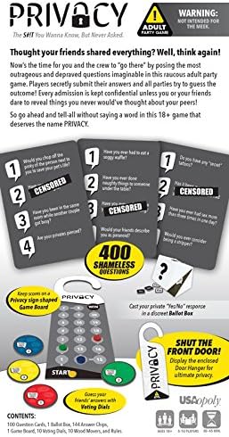 Privacy - Adult Party Game | 18+ Board Game | Fun Drinking Game to Reveal Friends' Secrets with Hilarious Questions