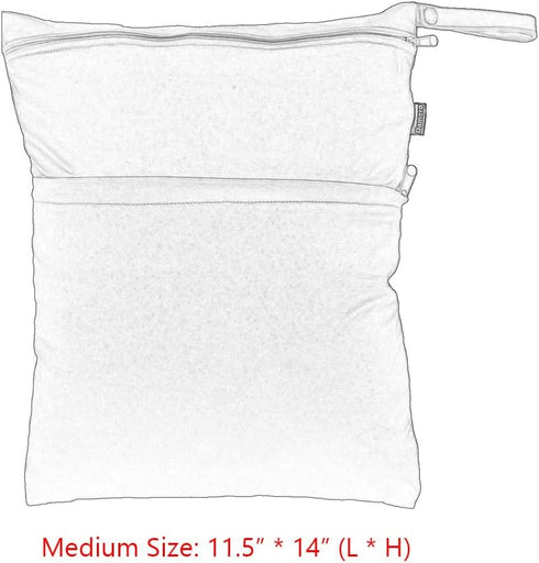 Damero 2pcs Pack Cute Travel Baby Wet and Dry Cloth Diaper Organizer Bag (Medium, Green+Orange)